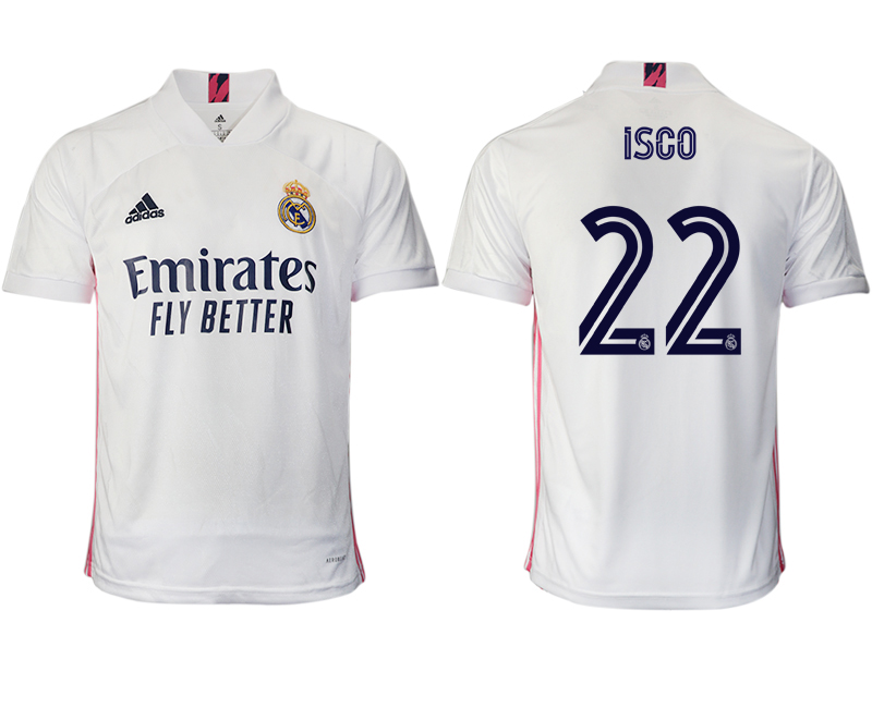 Men 2020-2021 club Real Madrid home aaa version #22 white Soccer Jerseys->real madrid jersey->Soccer Club Jersey